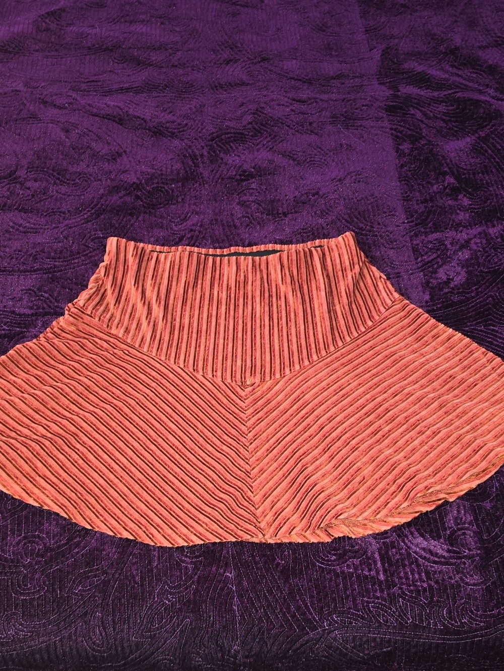 Free People Orange Pleated Flared Skater Skirt